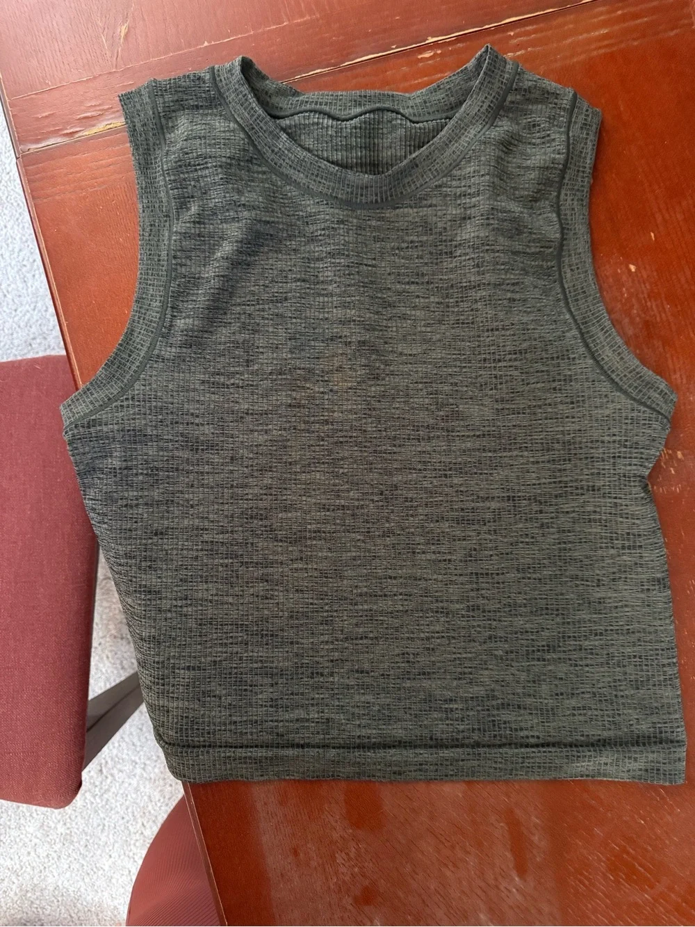 Lululemon Sleeveless Ribbed Knit Crop Top - Olive Green
